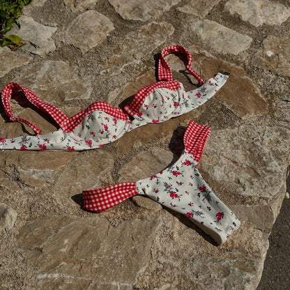Damen Floral Bikini Set | Sexy Bandeau Push-Up Badeanzug für den Sommer