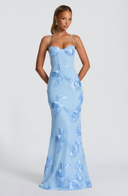 Damen Floral Jacquard Korsett Maxikleid | Elegantes Romantisches Abendkleid 9