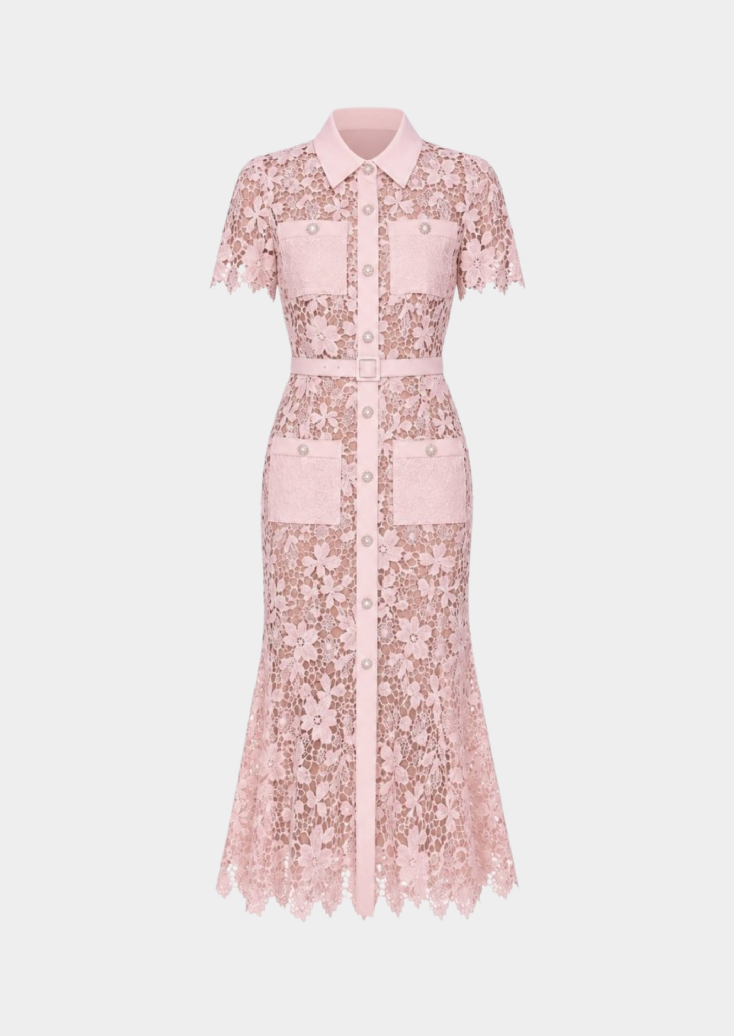 Damen Floral Spitze Midi Kleid | Elegantes Kurzärmeliges Festliches Kleid für Hochzeitsgäste
