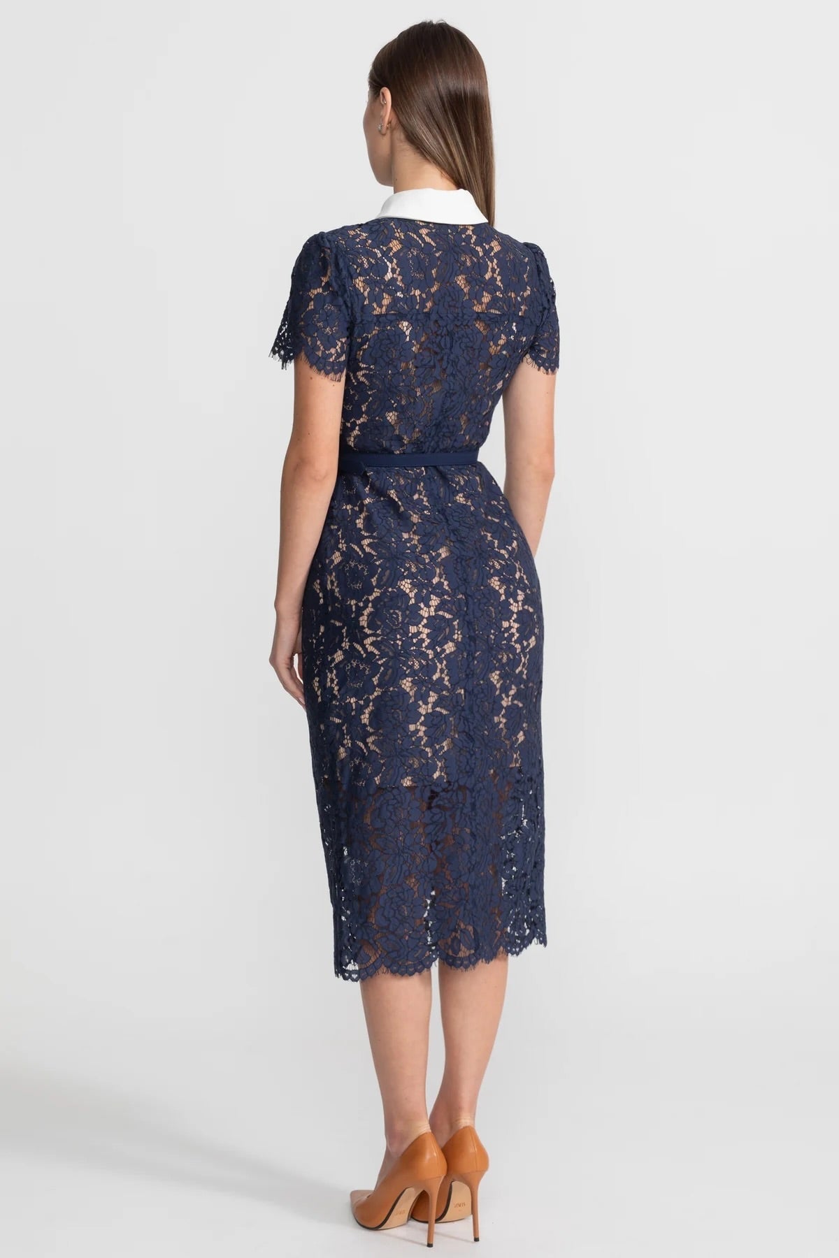 Damen Florales Spitzen Midikleid | Elegantes Hochzeitsgast Kleid mit Gürtel 5