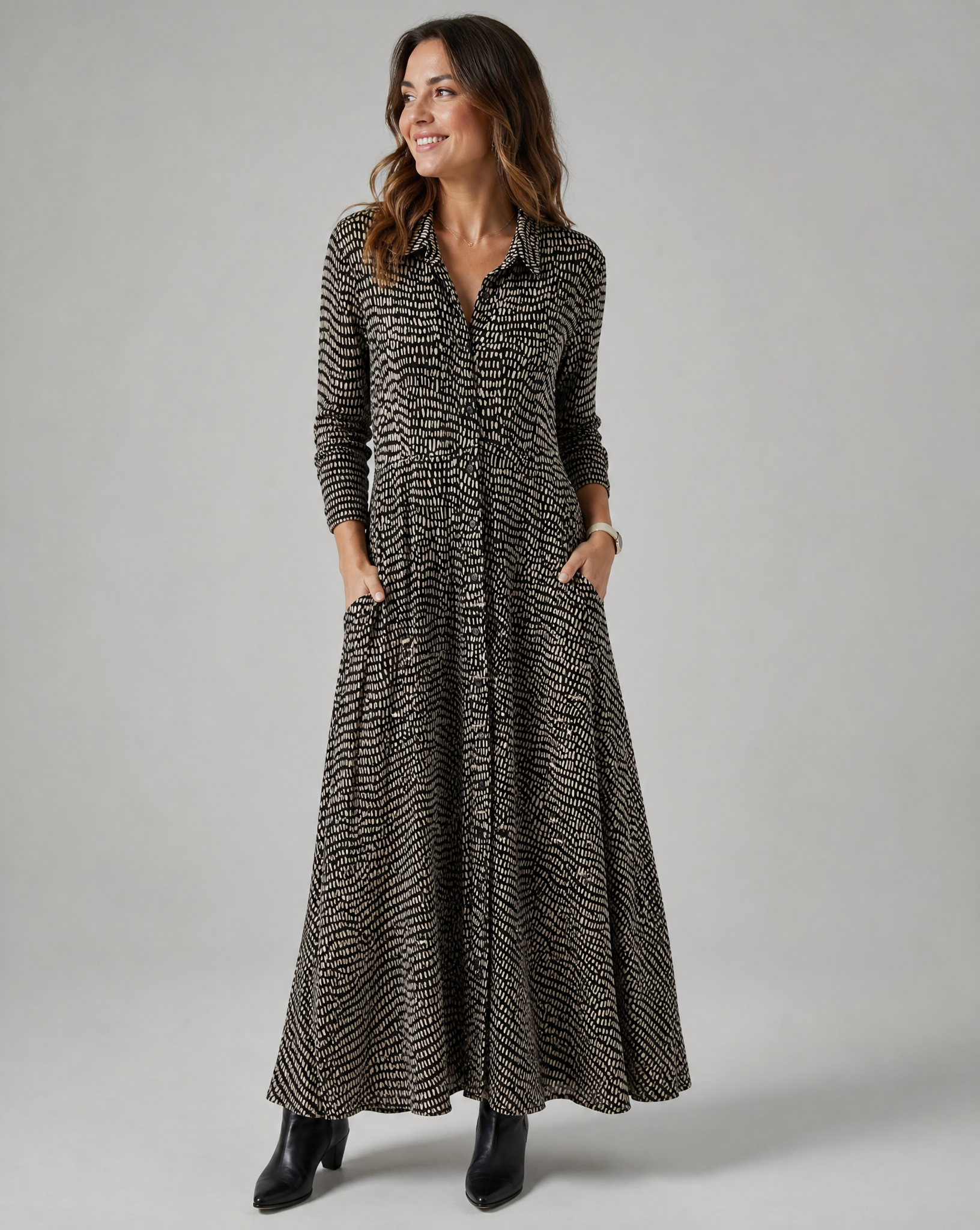 Damen Gemustertes Viskose Maxi Kleid | Bequem Fließendes Sommerkleid 0