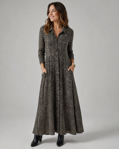 Damen Gemustertes Viskose Maxi Kleid | Bequem Fließendes Sommerkleid 0