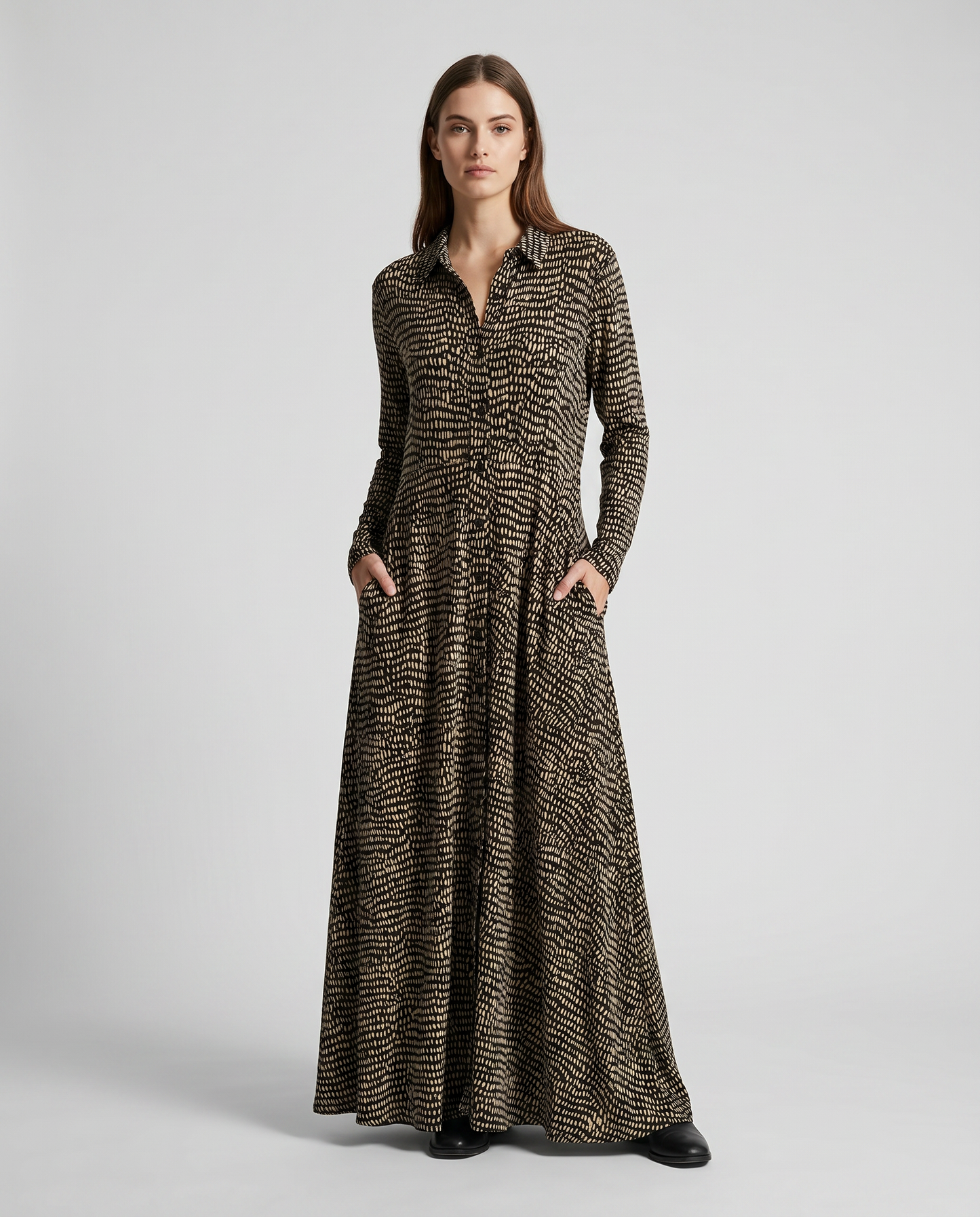 Damen Gemustertes Viskose Maxi Kleid | Bequem Fließendes Sommerkleid 1