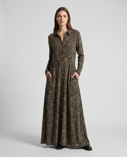 Damen Gemustertes Viskose Maxi Kleid | Bequem Fließendes Sommerkleid 1