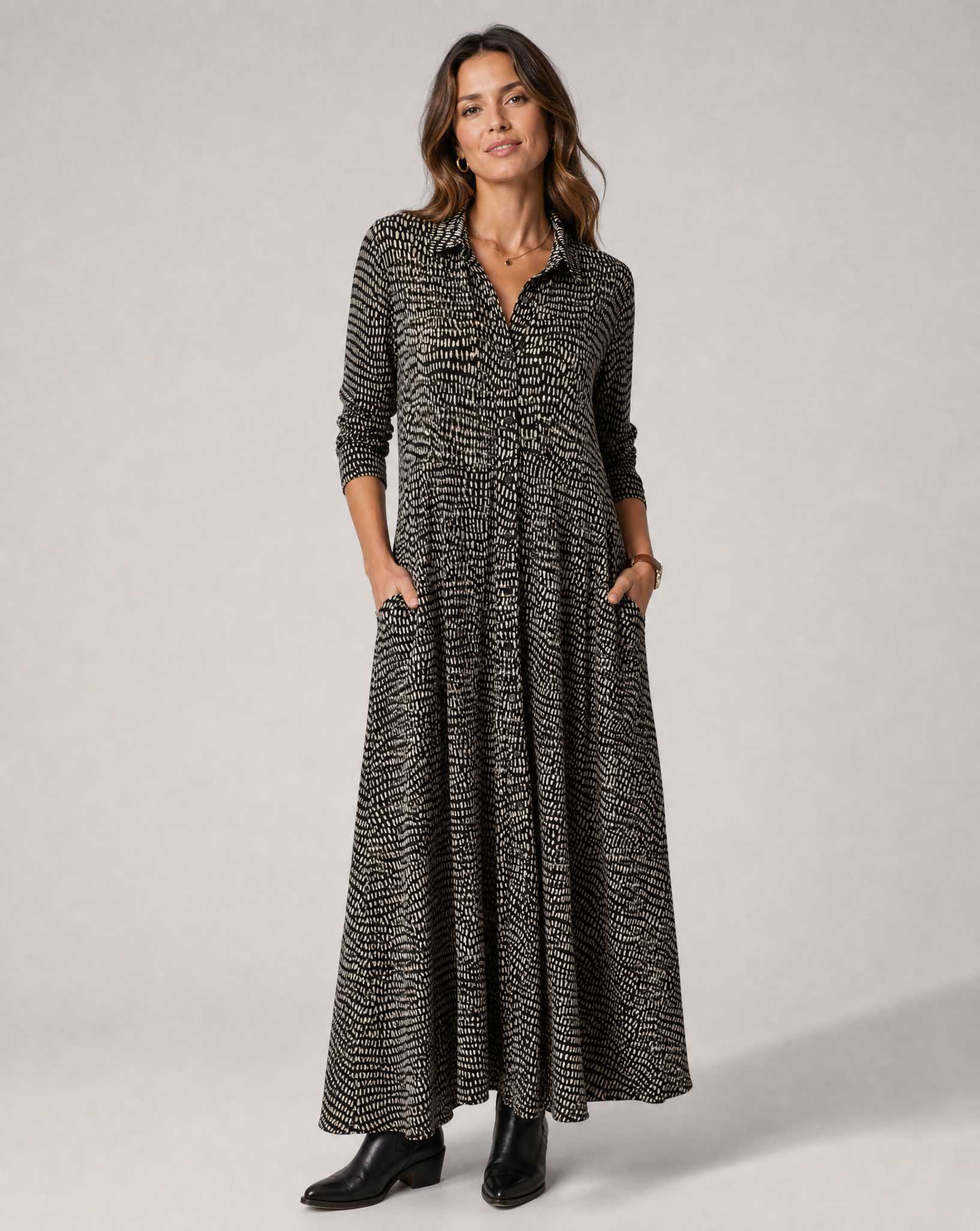 Damen Gemustertes Viskose Maxi Kleid | Bequem Fließendes Sommerkleid 3