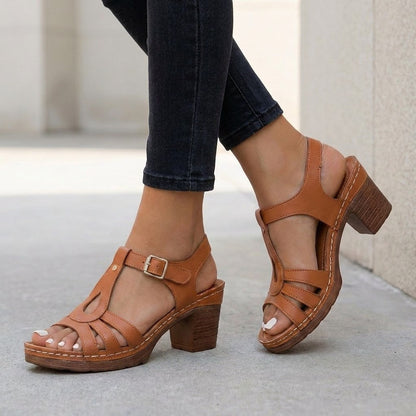 Damen Gepolsterte T-Riemen Sandalen | Elegante Sommerschuhe mit Blockabsatz