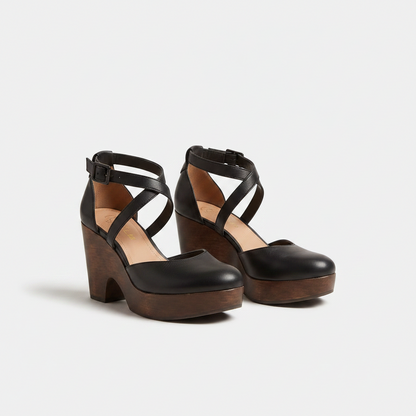 Damen Geschlossene Leder Keilsandalen | Elegante Plateau-Schuhe für den Sommer