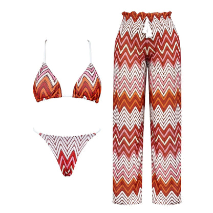 Damen Gestreifter Bikini Set | Sexy Bandeau Push-Up Badeanzug für Sommer