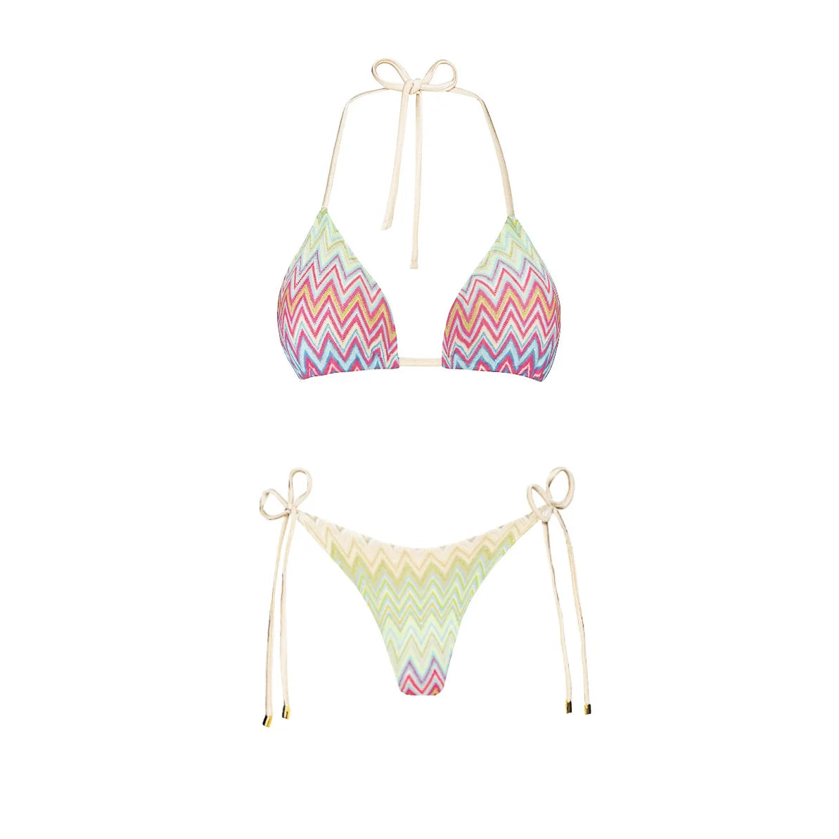 Damen Gestreifter Bikini Set | Sexy Bandeau Push-Up Badeanzug für Sommer
