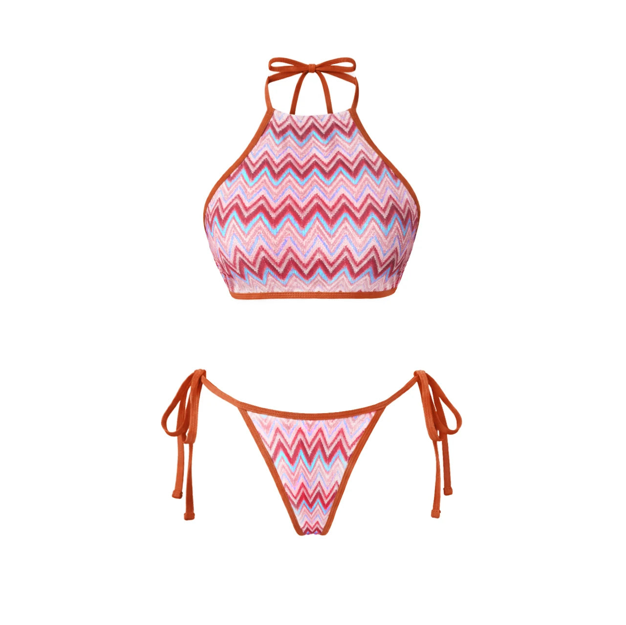 Damen Gestreifter Bikini Set | Sexy Bandeau Push-Up Badeanzug für Sommer