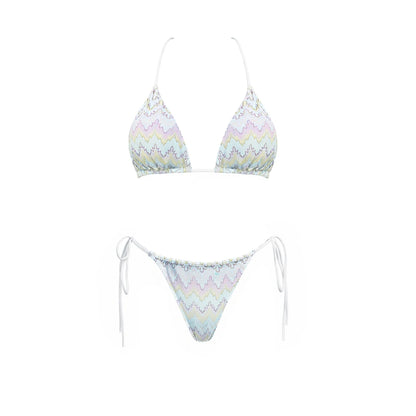 Damen Gestreifter Bikini Set | Sexy Bandeau Push-Up Badeanzug für Sommer