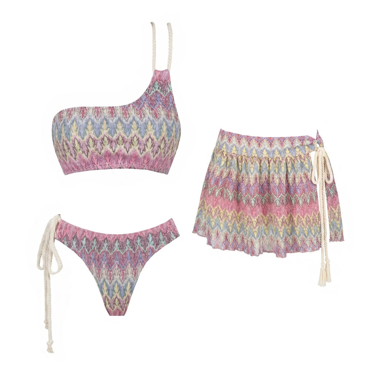Damen Gestreifter Bikini Set | Sexy Bandeau Push-Up Badeanzug für Sommer