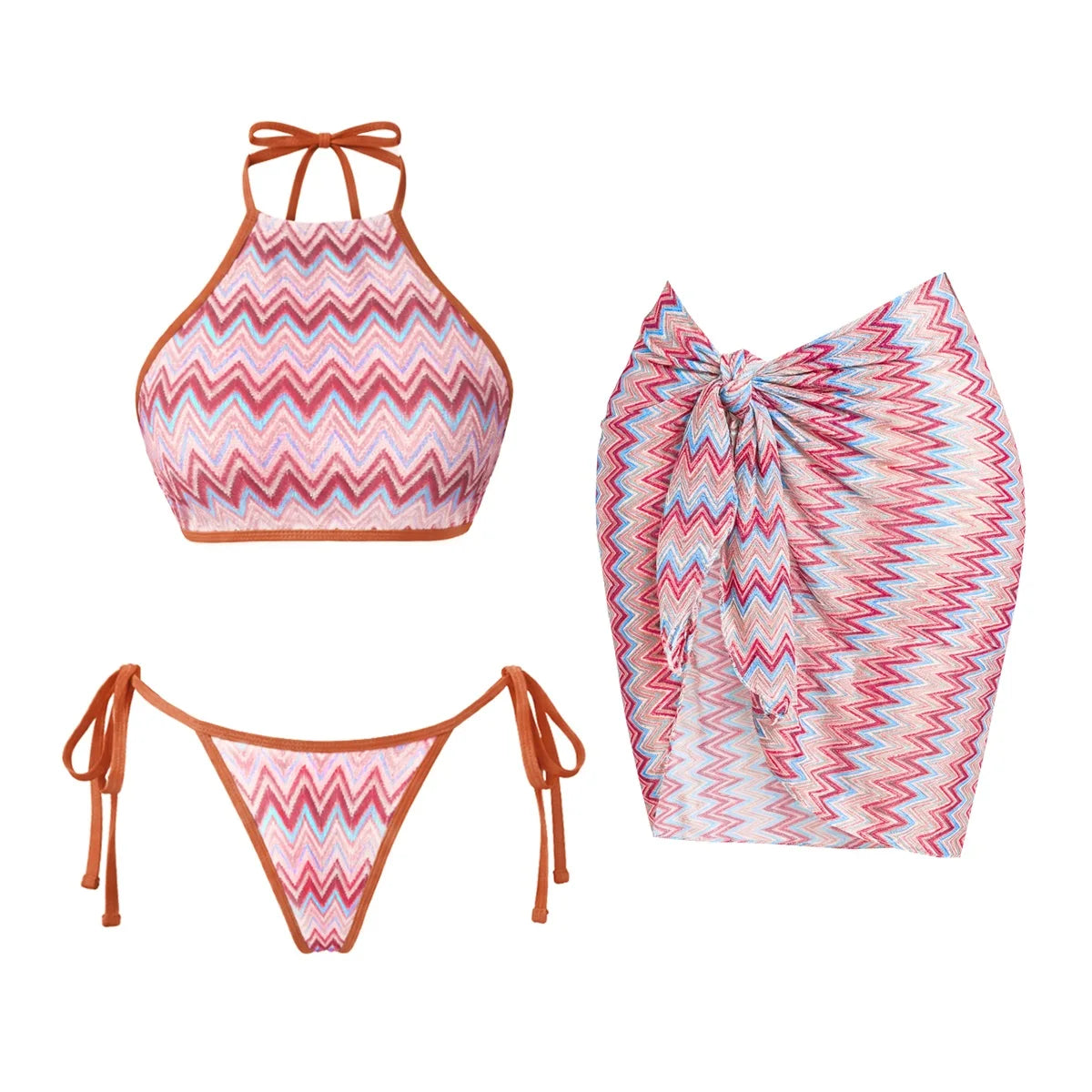 Damen Gestreifter Bikini Set | Sexy Bandeau Push-Up Badeanzug für Sommer
