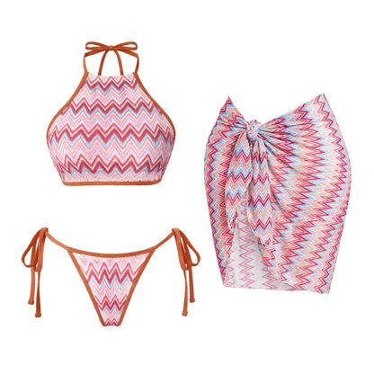 Damen Gestreifter Bikini Set | Sexy Bandeau Push-Up Badeanzug für Sommer