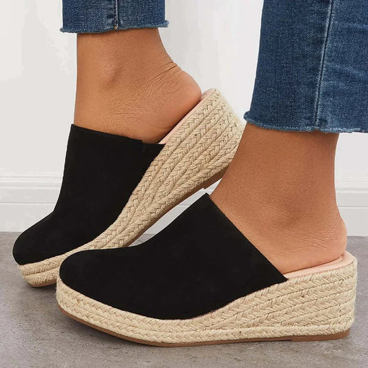 Damen Gewebte Espadrille Pantoletten | Elegante Slip-On Sommerschuhe für den Sommer