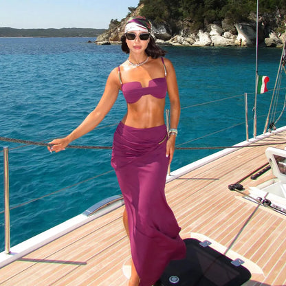 Damen Glänzender Brasilianischer Bikini Set | Eleganter Badeanzug mit Vertuschung für den Strand