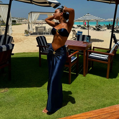 Damen Glänzender Brasilianischer Bikini Set | Eleganter Badeanzug mit Vertuschung für den Strand