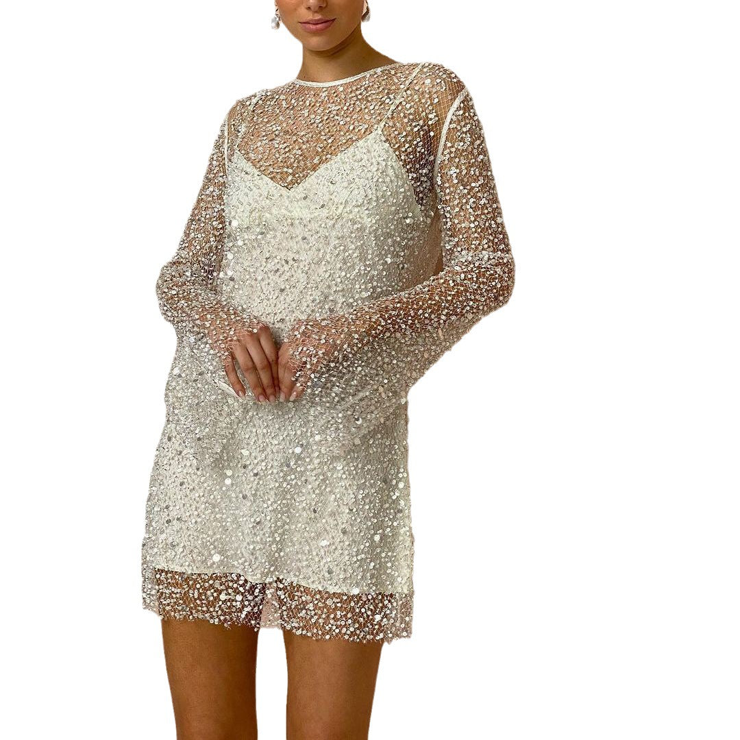 Damen Glitzer Cocktailkleid | Schimmerndes Mini-Kleid für Partys und Festlichkeiten 4