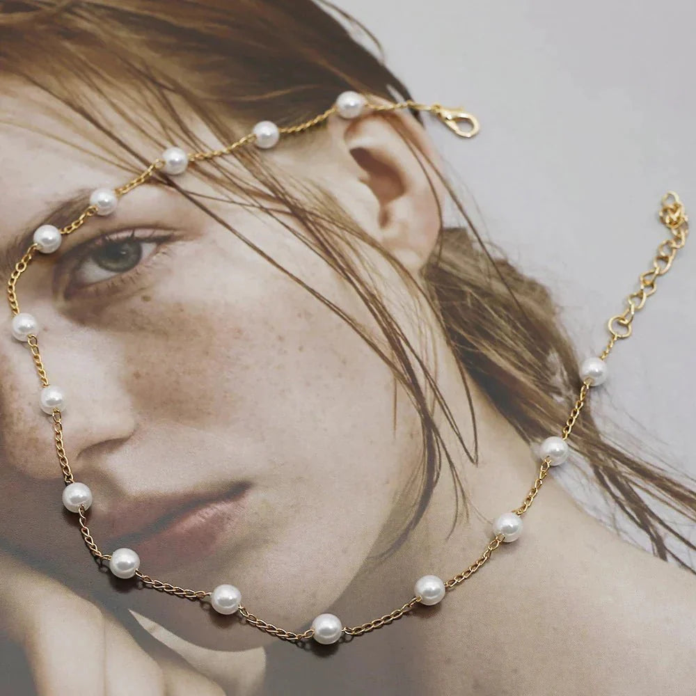 Damen Goldene Perlenkette | Elegantes Schmuckstück für besondere Anlässe