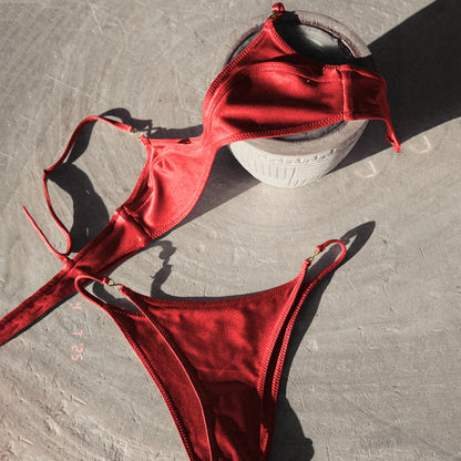 Damen Häkel Badeanzug | Sexy Push-Up Bandeau Bikini für Sommer | Stilvoller, Atmungsaktiver Strandlook