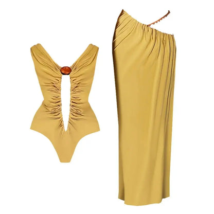 Damen Häkeln Bikini Set | Sexy Badeanzug mit Langen Rock | Modisch und Vielseitig
