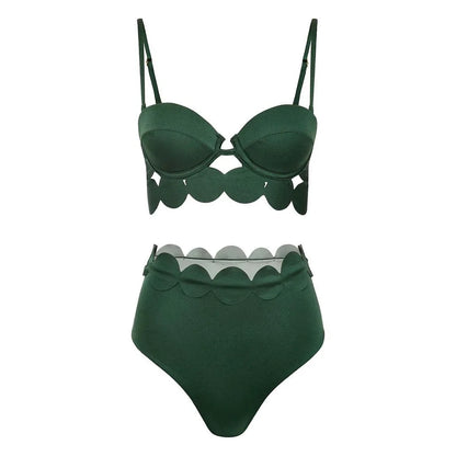 Damen Hochtaillierter Laser Cut Bikini | Sexy Push-Up Bademode für Sommer