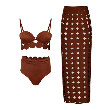 Damen Hochtaillierter Laser Cut Bikini | Sexy Push-Up Bademode für Sommer