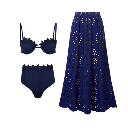 Damen Hochtaillierter Laser Cut Bikini | Sexy Push-Up Bademode für Sommer