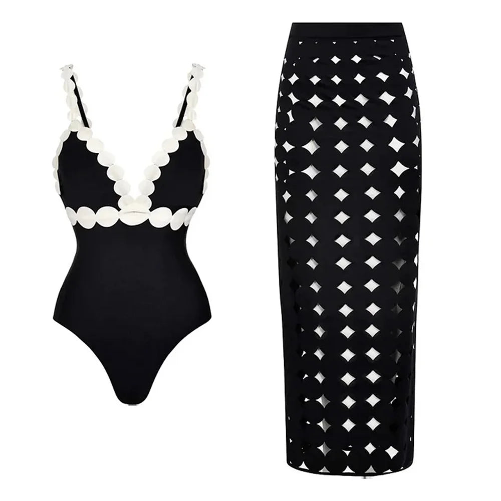 Damen Hochtaillierter Laser Cut Bikini | Sexy Push-Up Bademode für Sommer