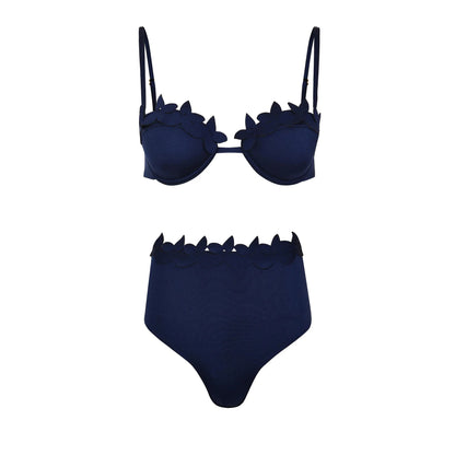 Damen Hochtaillierter Laser Cut Bikini | Sexy Push-Up Bademode für Sommer