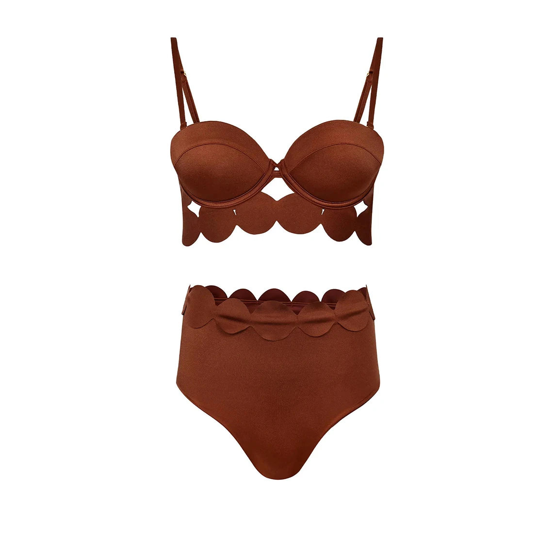 Damen Hochtaillierter Laser Cut Bikini | Sexy Push-Up Bademode für Sommer