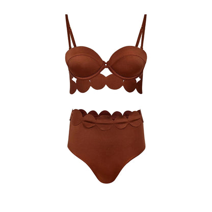 Damen Hochtaillierter Laser Cut Bikini | Sexy Push-Up Bademode für Sommer