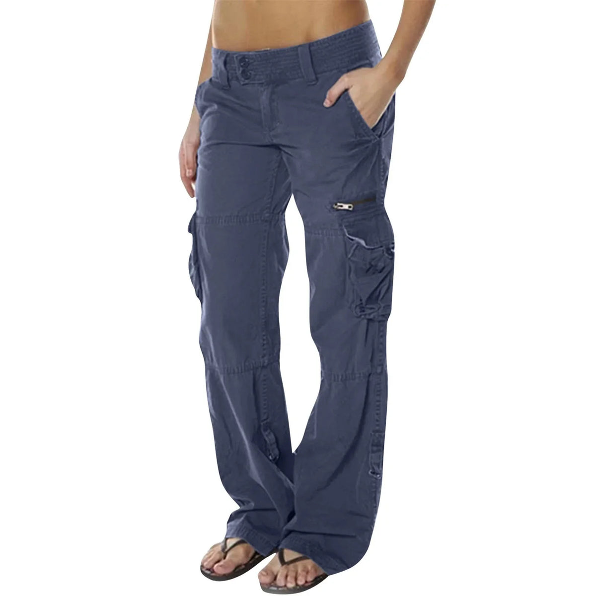 Damen Hochwertige Baumwoll Cargohose | Bequeme Hohe Taille mit Praktischen Taschen 3