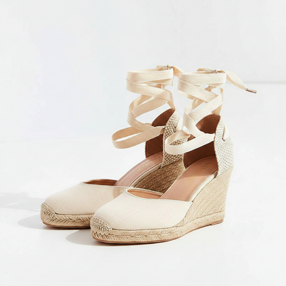 Damen Jute Espadrille Keilsandalen | Elegante Sommer Wedges mit Verstellbarem Knöchelriemen