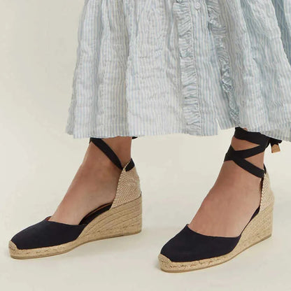 Damen Jute Espadrille Keilsandalen | Elegante Sommer Wedges mit Verstellbarem Knöchelriemen