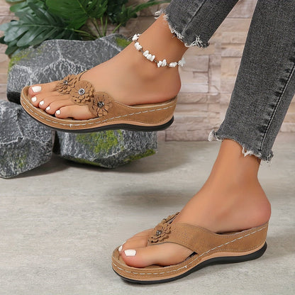 Damen Keilsandalen | Gepolsterte Slip-On Sandalen für Sommer
