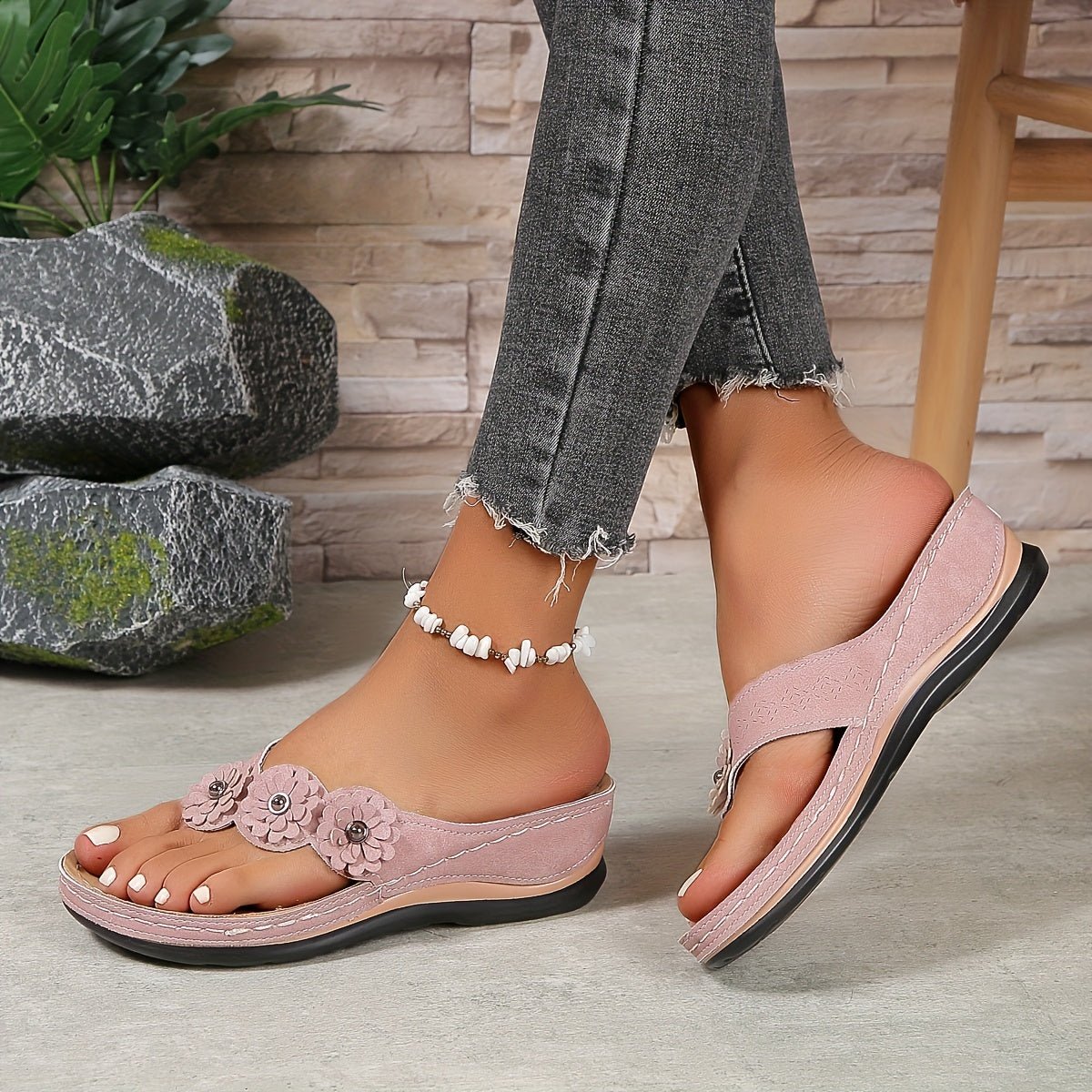 Damen Keilsandalen | Gepolsterte Slip-On Sandalen für Sommer