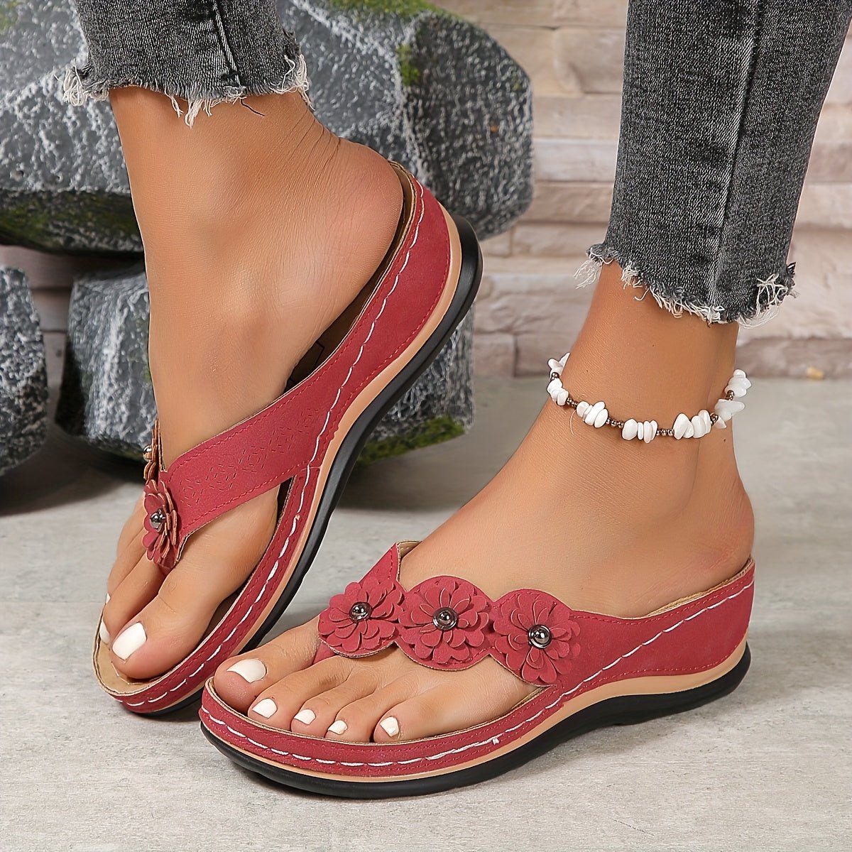 Damen Keilsandalen | Gepolsterte Slip-On Sandalen für Sommer