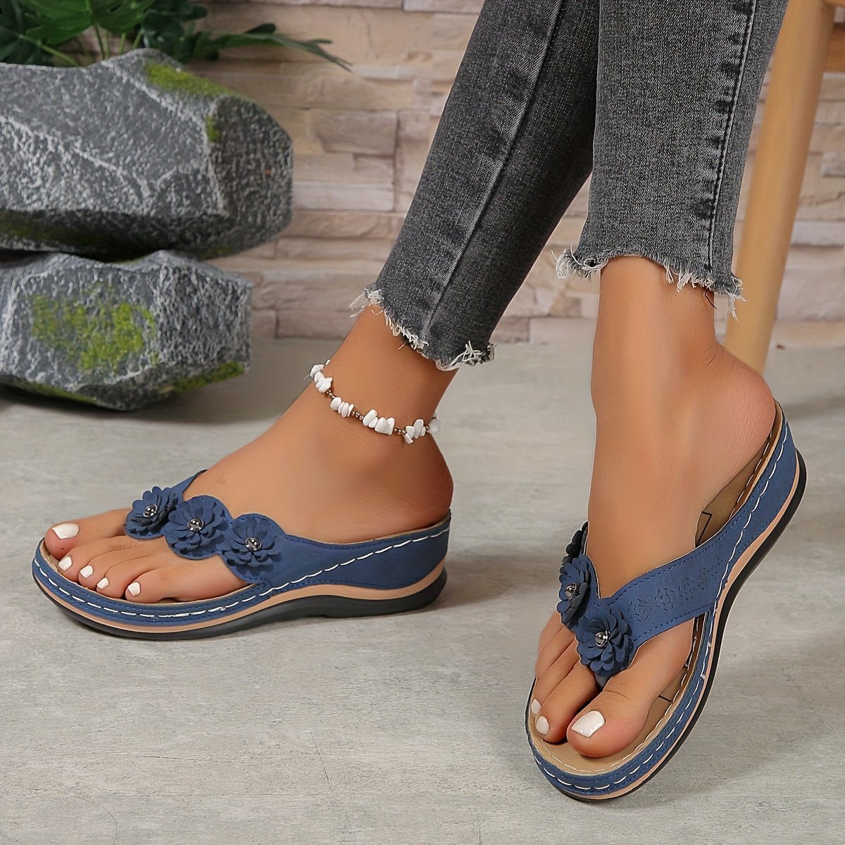 Damen Keilsandalen | Gepolsterte Slip-On Sandalen für Sommer