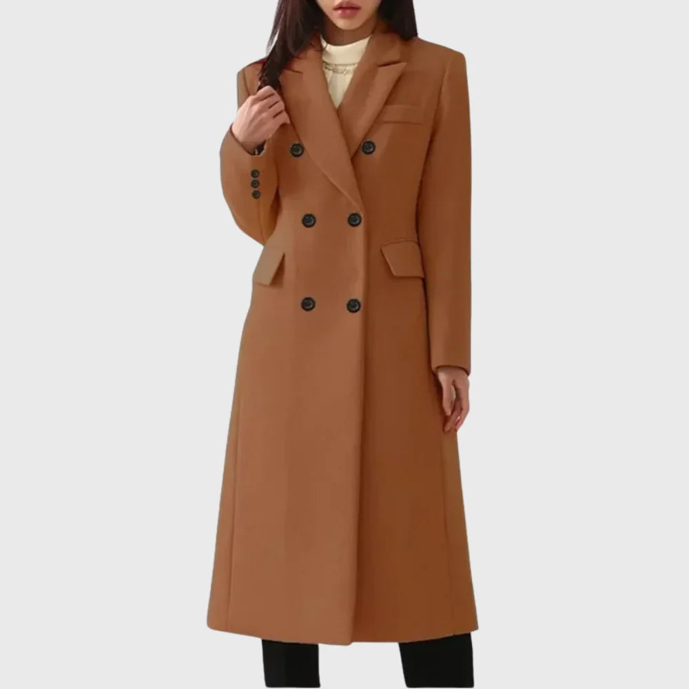 Damen Klassischer Wollmantel | Eleganter Taillierter Winterüberwurf 2