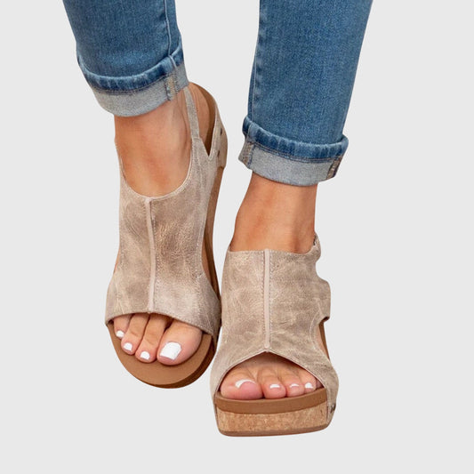 Damen Kunstleder Plateau Sandalen | Gepolsterte Elegante Sommerschuhe