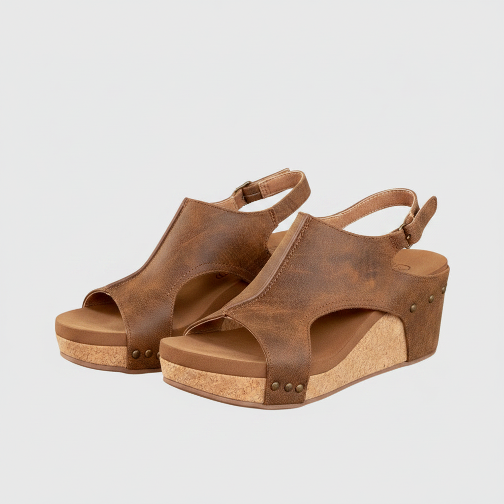 Damen Kunstleder Plateau Sandalen | Gepolsterte Elegante Sommerschuhe