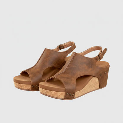 Damen Kunstleder Plateau Sandalen | Gepolsterte Elegante Sommerschuhe