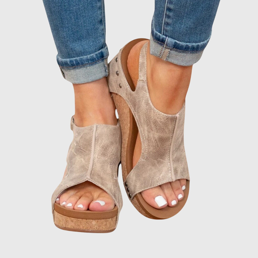 Damen Kunstleder Plateau Sandalen | Gepolsterte Elegante Sommerschuhe