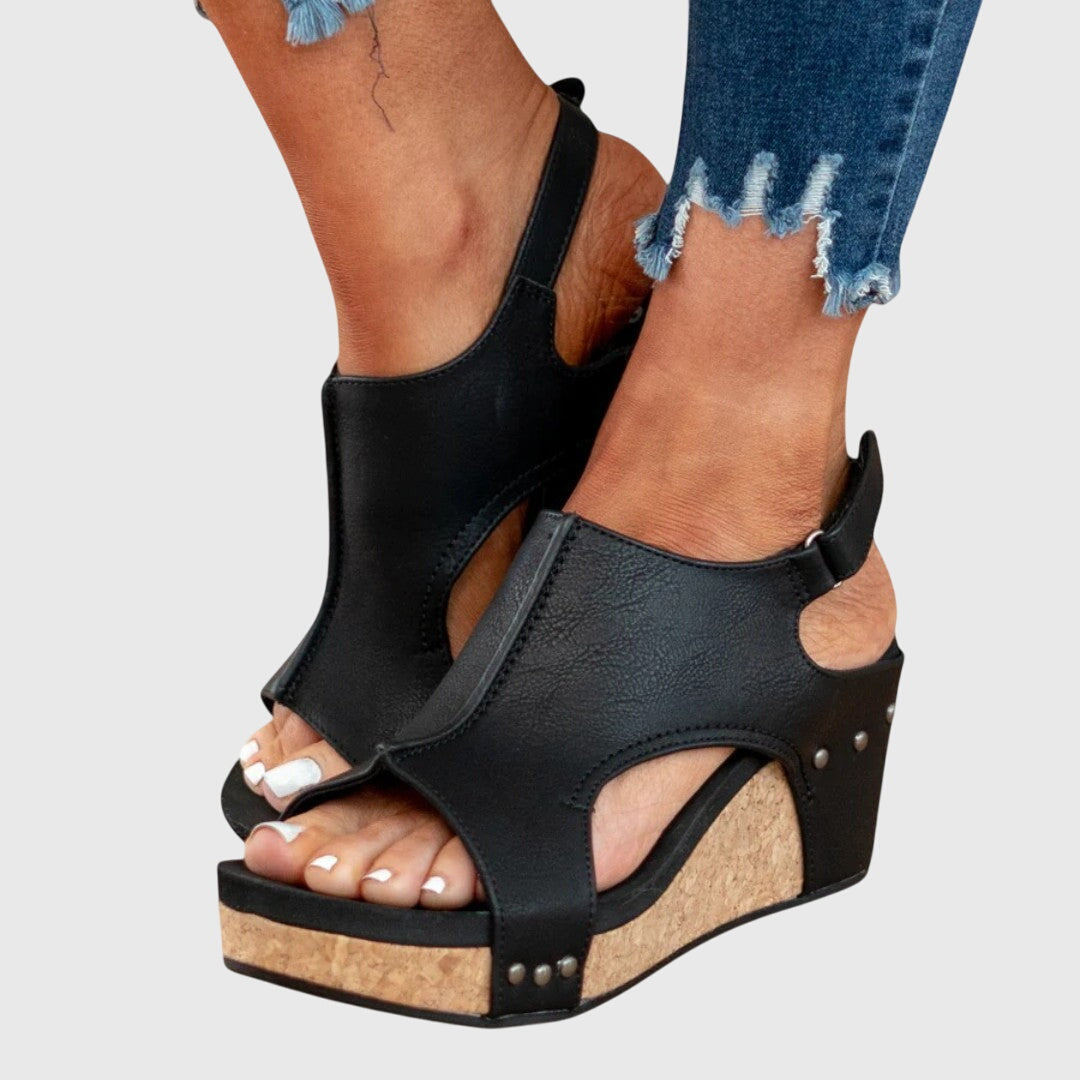 Damen Kunstleder Plateau Sandalen | Gepolsterte Elegante Sommerschuhe