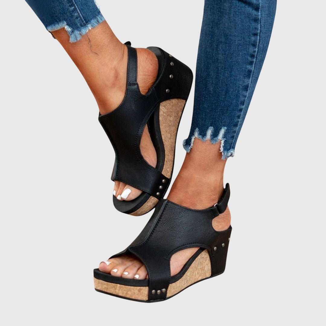 Damen Kunstleder Plateau Sandalen | Gepolsterte Elegante Sommerschuhe