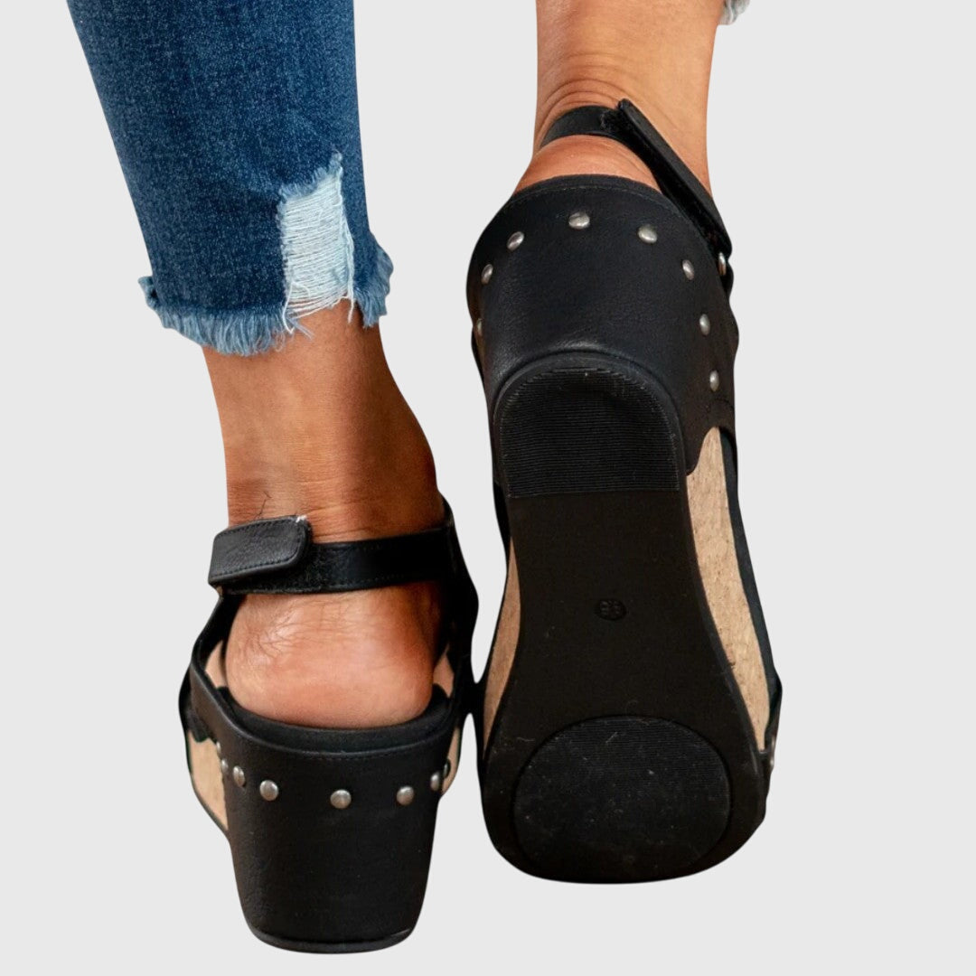 Damen Kunstleder Plateau Sandalen | Gepolsterte Elegante Sommerschuhe