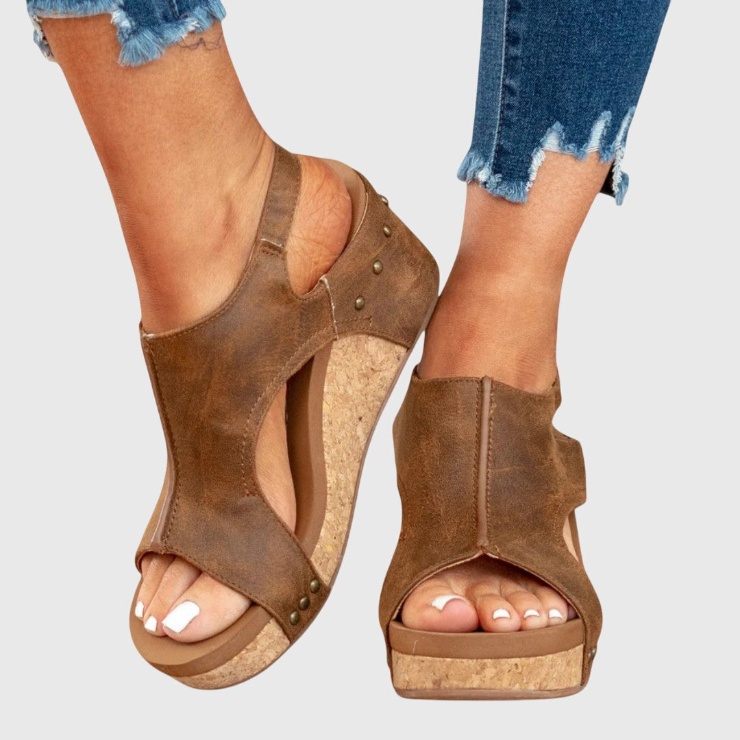 Damen Kunstleder Plateau Sandalen | Gepolsterte Elegante Sommerschuhe