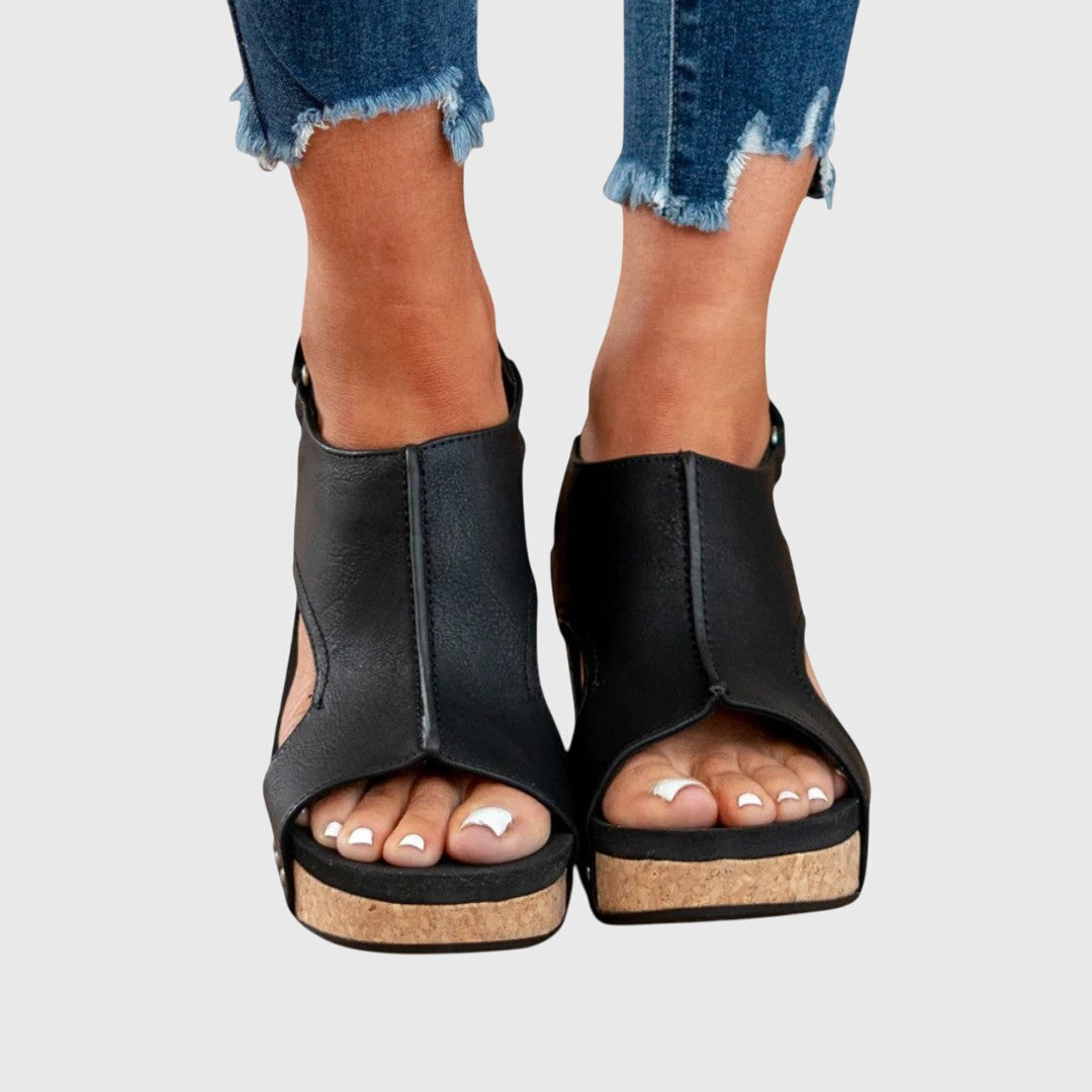Damen Kunstleder Plateau Sandalen | Gepolsterte Elegante Sommerschuhe