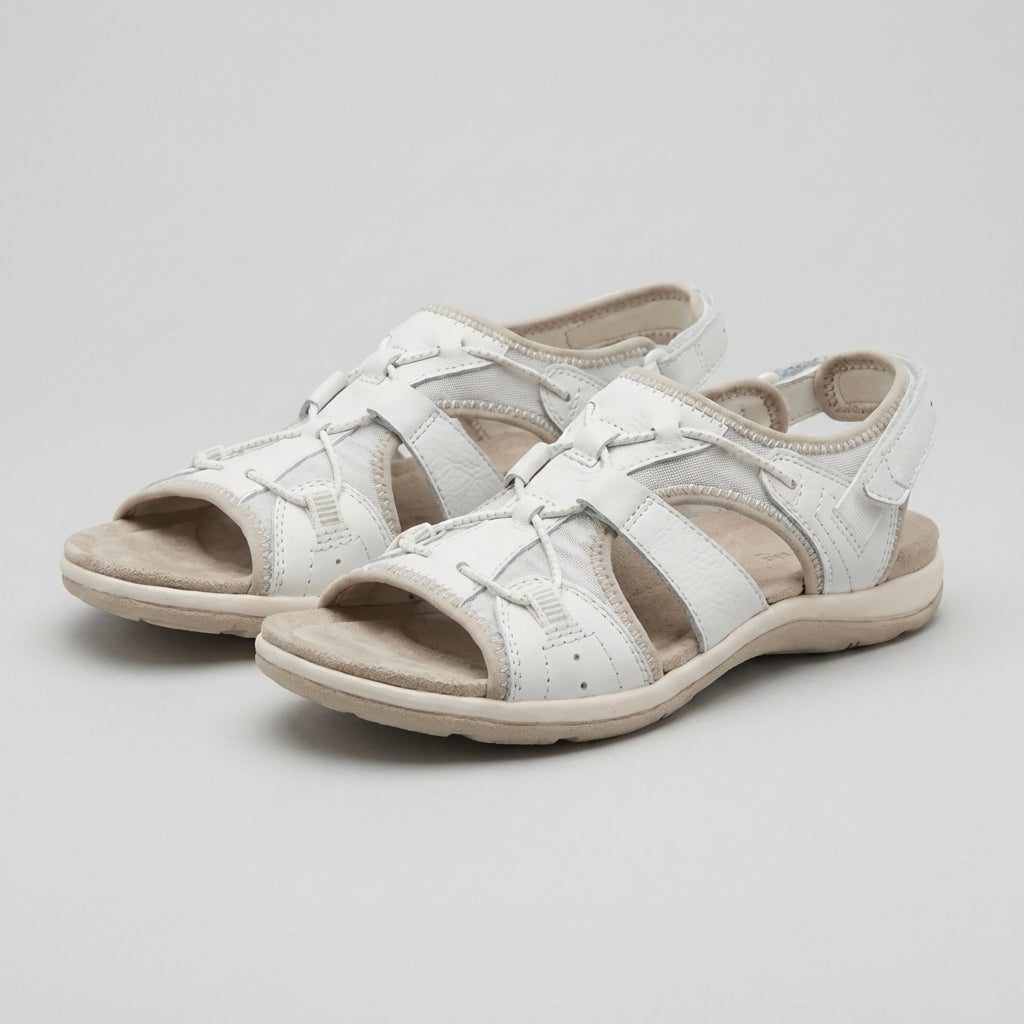 Damen Leder Sandalen | Orthopädische Sommerschuhe mit Verstellbaren Riemen und Ergonomischem Fußbett